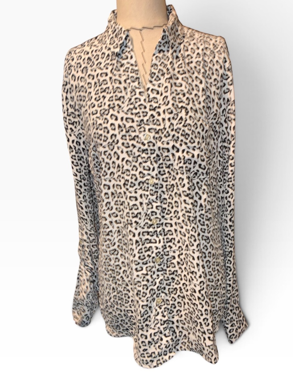 The Limited Leopard Print Button-Down Shirt - White and Black